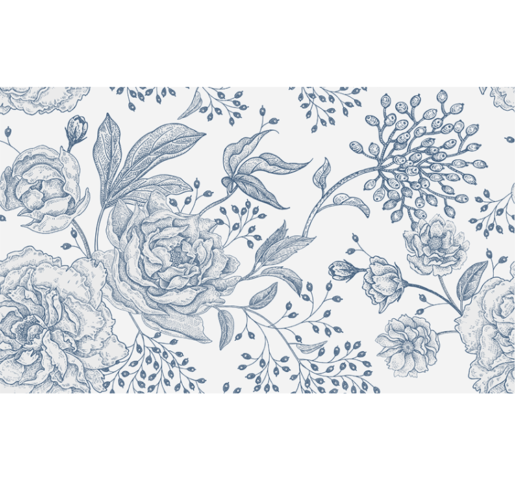 Persiana enrollable blanca diseño floral retro - TenVinilo