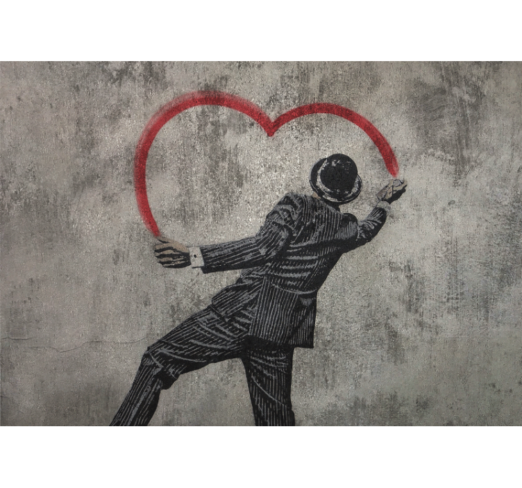 Persiana enrollable gris grafiti de corazón banksy - TenVinilo