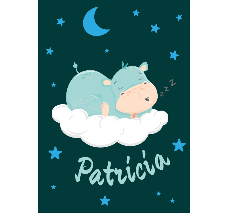 Persiana enrollable para bebé sueño de hipopótamo con nombre - TenVinilo