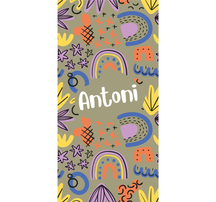 Persiana enrollable infantil arcoíris geométricos con nombre - TenVinilo