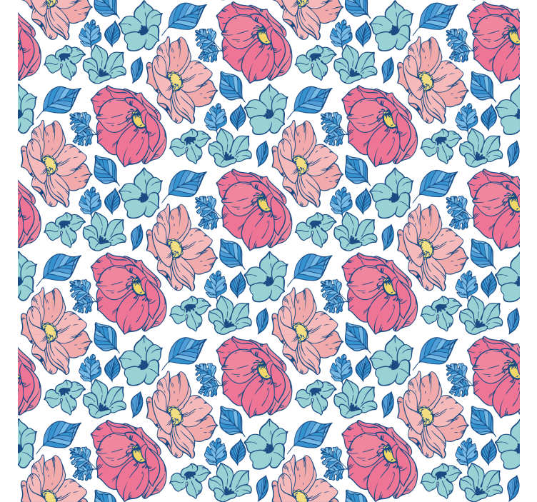 Estor floral Delicadas flores rosas y azules - TenVinilo