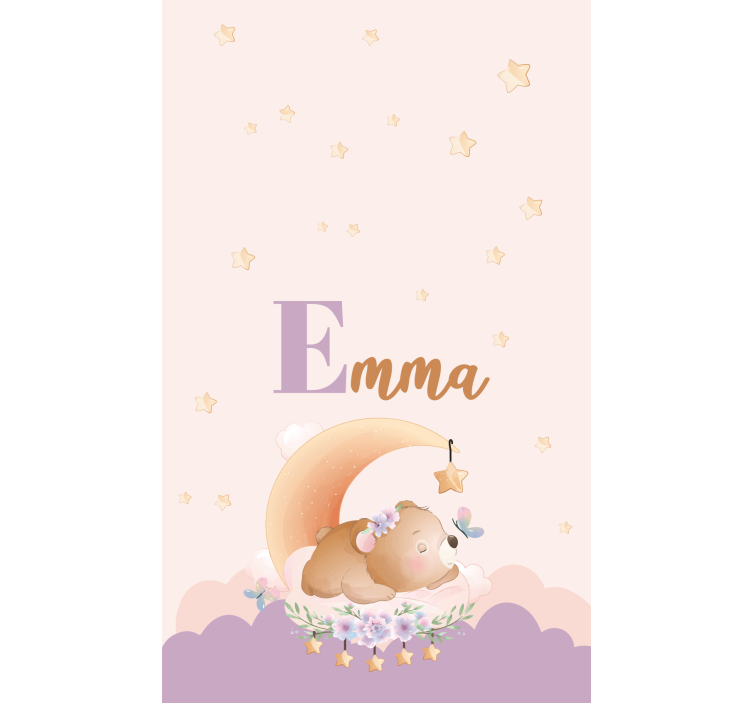 Persiana enrollable infantil oso dormido con nombre - TenVinilo