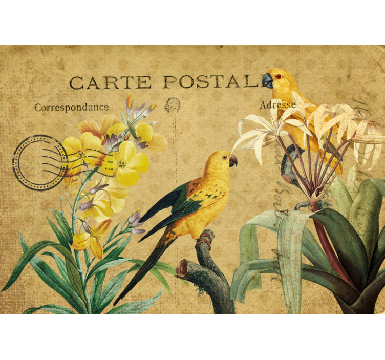 Persiana enrollable flores pájaro vintage floral - TenVinilo