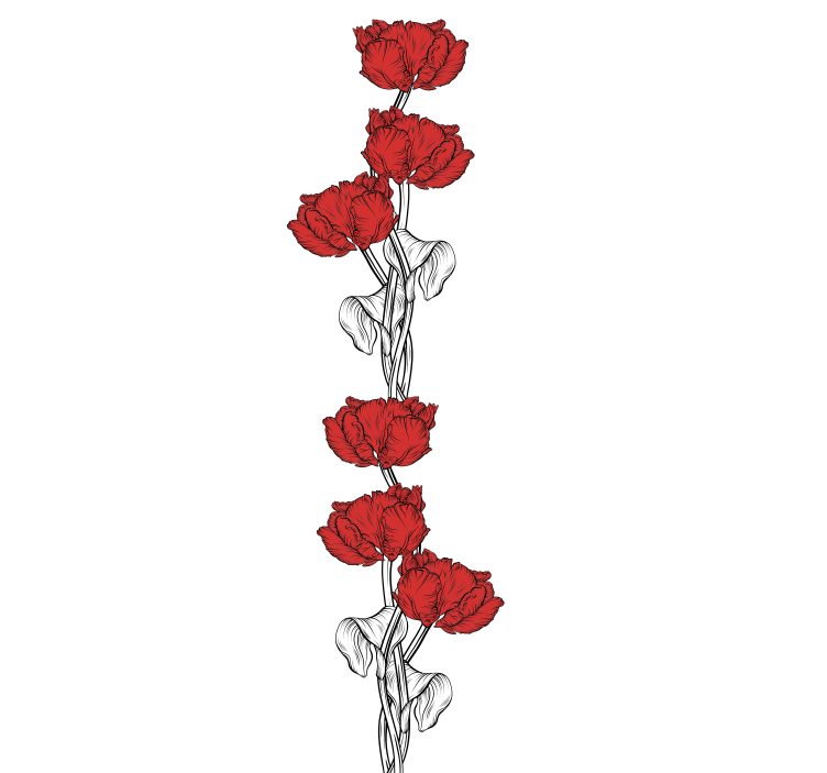 Persiana enrollable flores elegantes rojos - TenVinilo