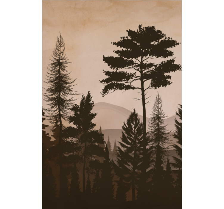 Estor árboles Bosque de colores cálidos de estilo escandinavo - TenVinilo