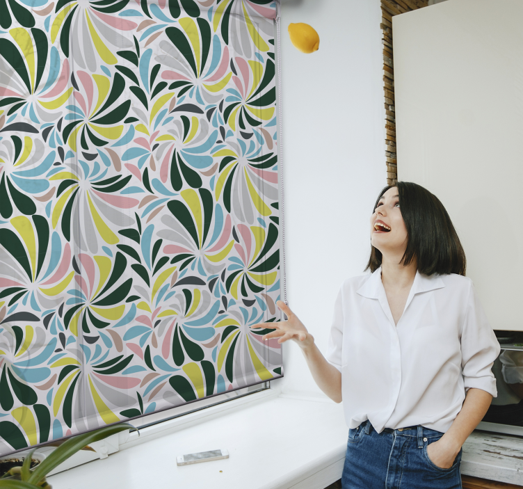 Persiana enrollable flores elegante patrón floral - TenVinilo