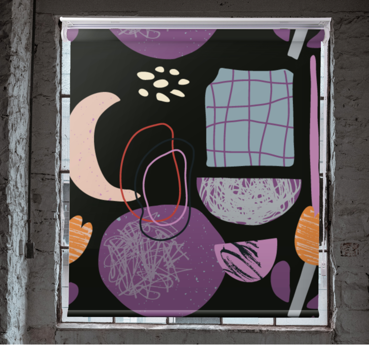 Estor dibujos Abstracción de collage violeta - TenVinilo