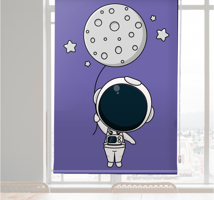 Estor dibujos Astronauta blanco y negro con un globo lunar. - TenVinilo