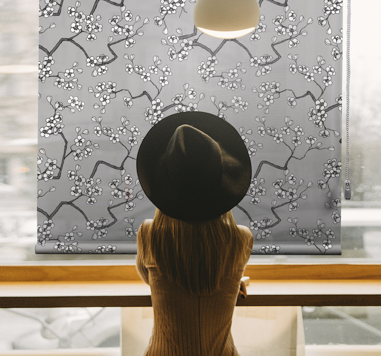 Estor enrollable pasillo árboles ramas negras - TenVinilo