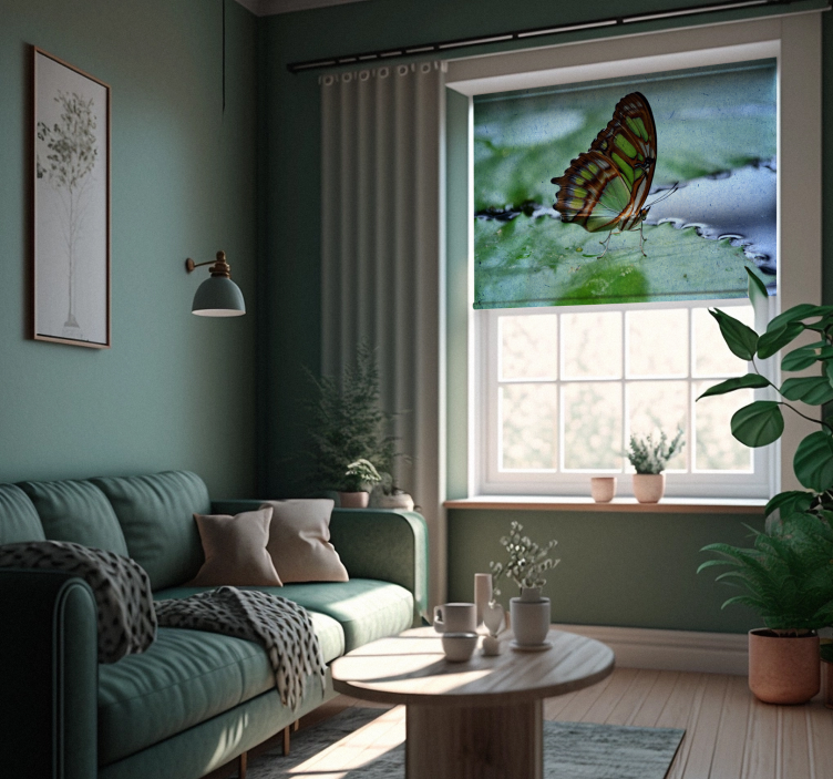 Estor enrollable mariposa volando sobre agua - TenVinilo