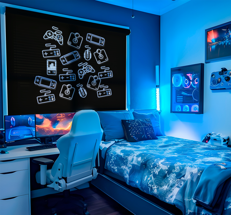 Estor estilo friki controles azules - TenVinilo