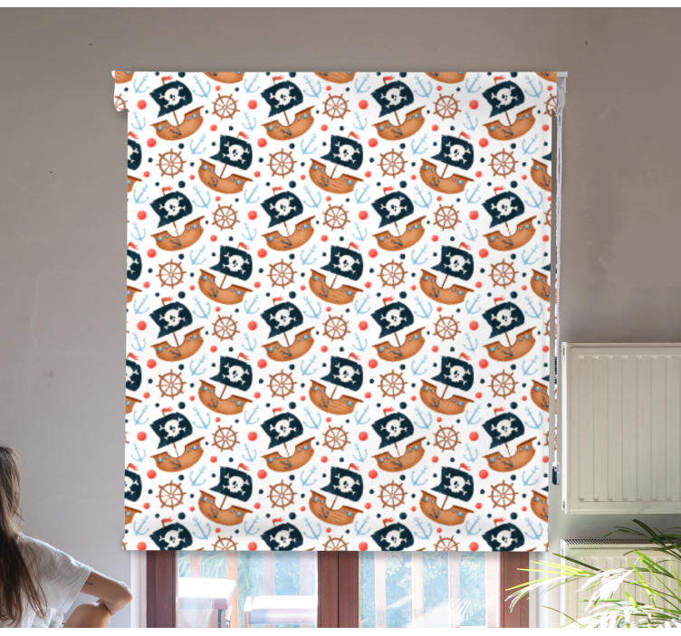 Estor infantil Patrón de barco piratas de dibujos animados lindo - TenVinilo