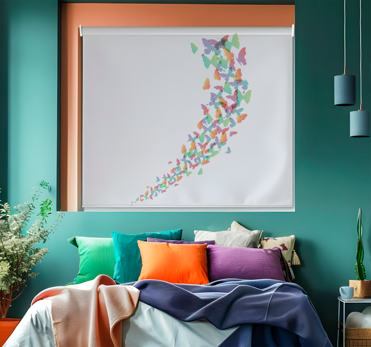 Estor de mariposas volando en linea - TenVinilo