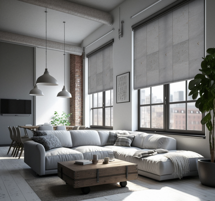 Estor enrollable gris patrón collage de hormigón - TenVinilo