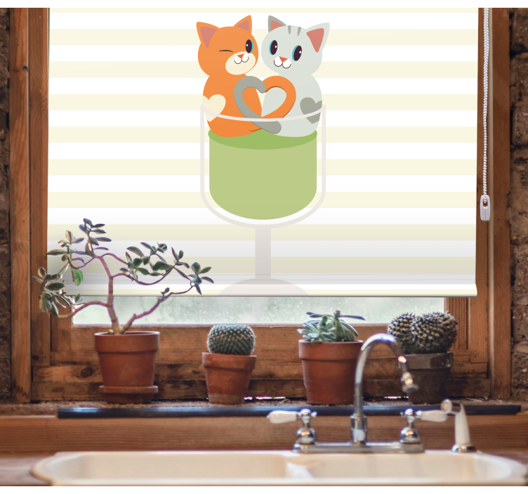 Persiana enrollable animales lindos compañeros felinos - TenVinilo