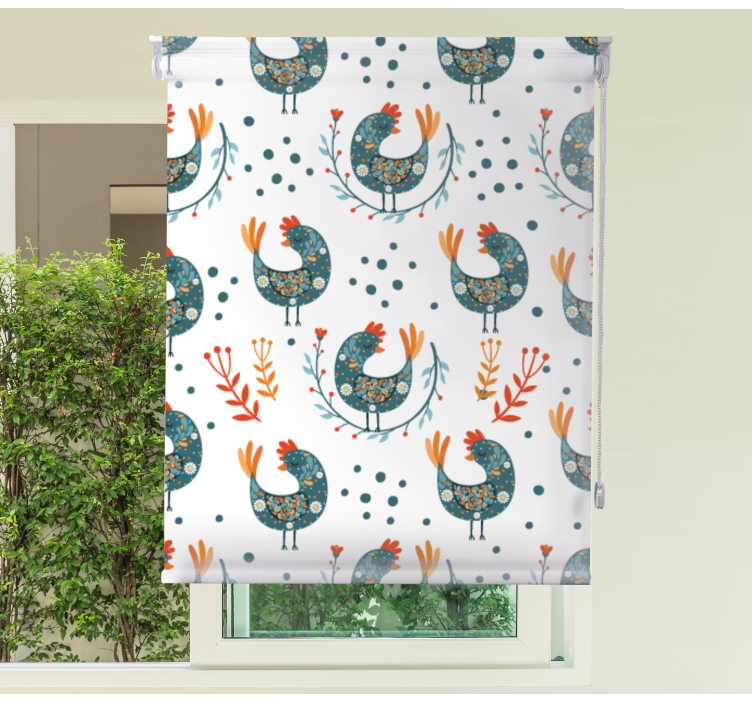 Persiana enrollable animales pollo azul emplumado - TenVinilo