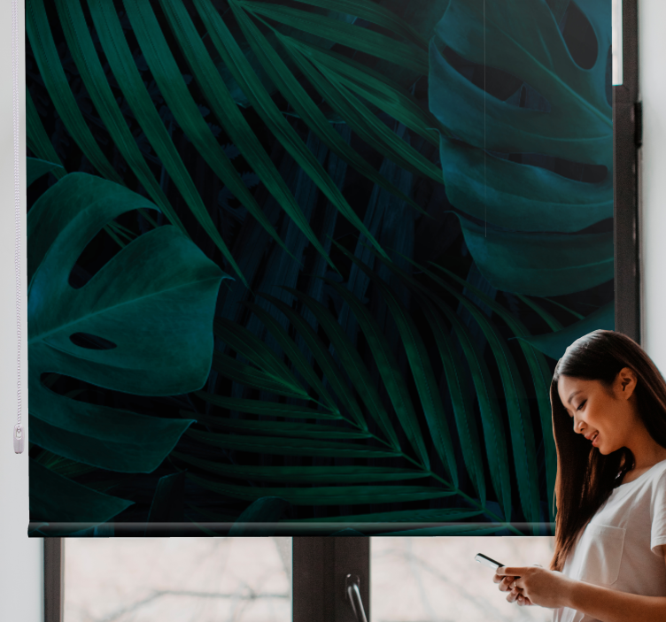 Persiana enrollable árboles patrones de hojas tropicales - TenVinilo