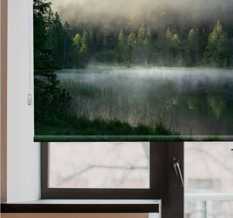 Persiana enrollable árboles reflejo del bosque brumoso - TenVinilo