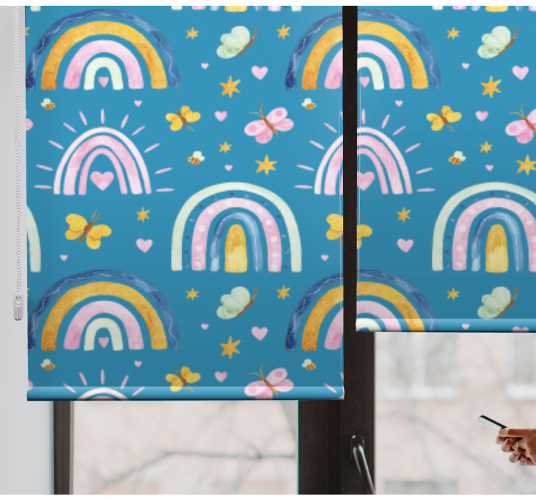 Persiana enrollable infantil diseño de mariposas arcoiris - TenVinilo