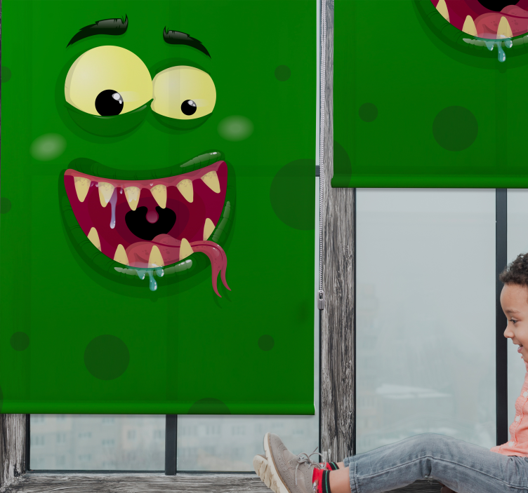 Persiana enrollable divertido monstruo verde - TenVinilo