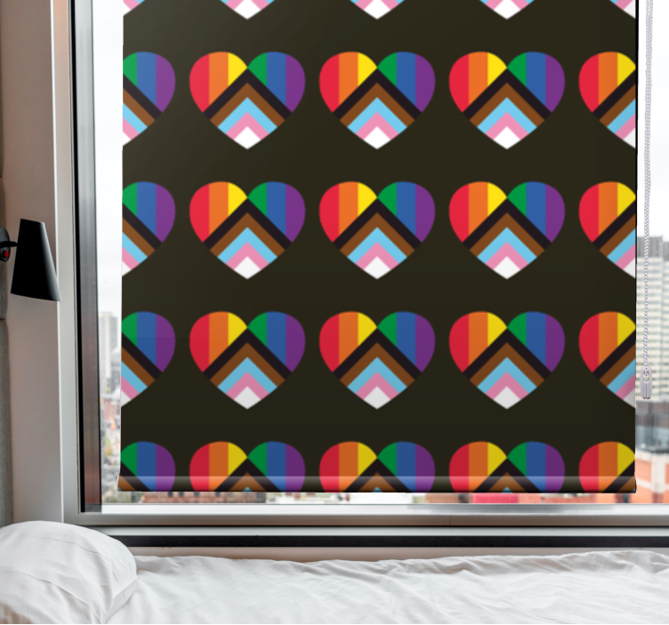 Persiana enrollable divertido patrón de corazón vibrante - TenVinilo
