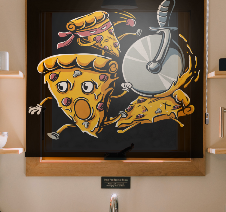 Persiana enrollable divertido porciones de pizza animadas - TenVinilo