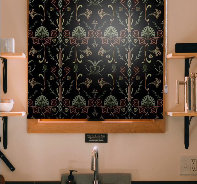 Persiana enrollable para cocina elegantes motivos de follaje - TenVinilo