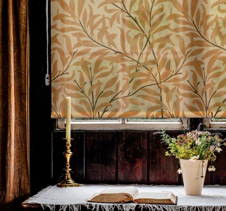 Persiana enrollable floral impresión de hoja botánica - TenVinilo