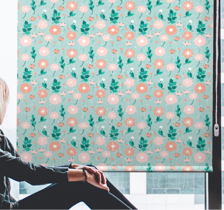 Persiana enrollable juvenil flores de color melocotón - TenVinilo