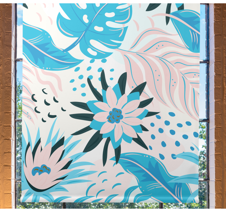 Persiana enrollable flores diseño de patrón botánico - TenVinilo