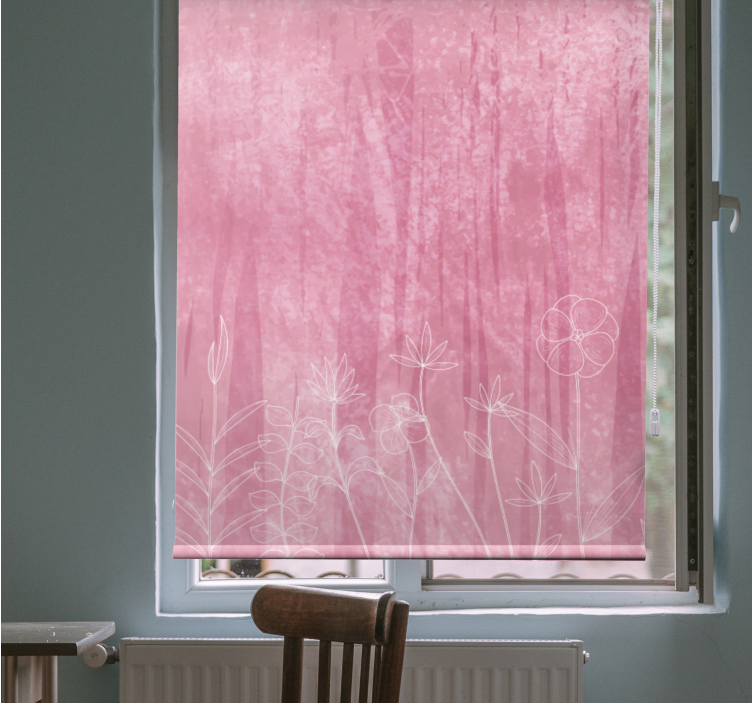 Persiana enrollable flores diseño de silueta floral - TenVinilo