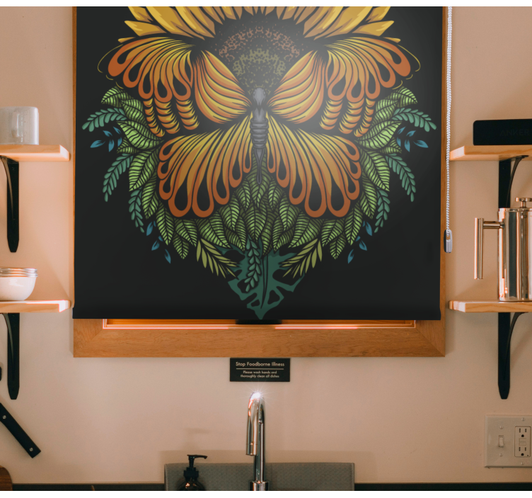 Persiana enrollable mariposa motivo de girasol - TenVinilo