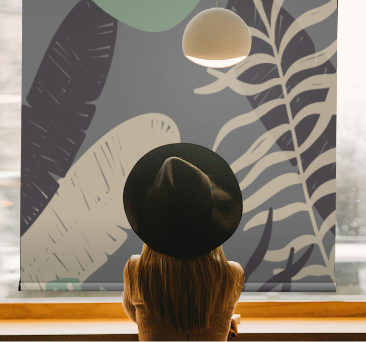 Persiana enrollable flores patrón de vegetación tropical - TenVinilo