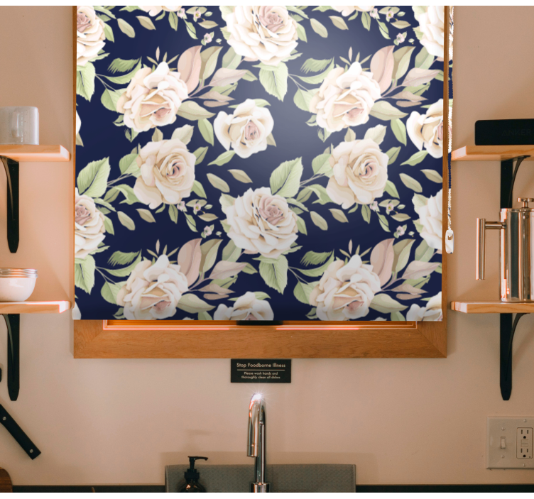 Persiana enrollable flores patrón floral de rosas - TenVinilo