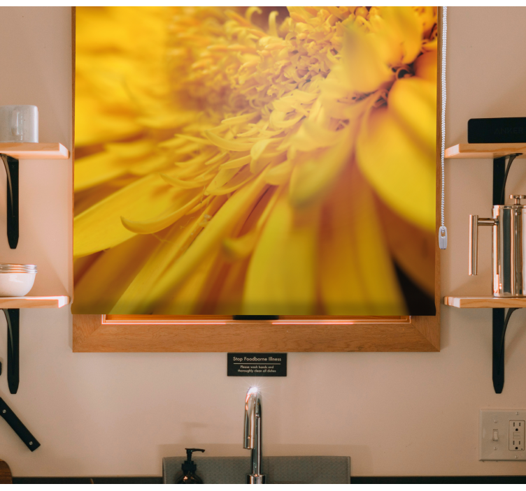 Persiana enrollable flores primer plano amarillo - TenVinilo