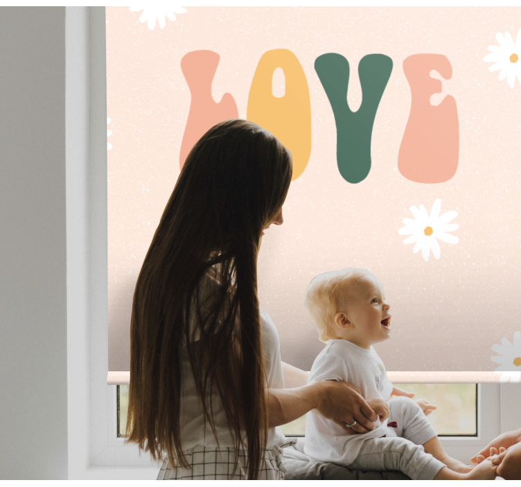 Persiana enrollable frase patrón floral de amor - TenVinilo