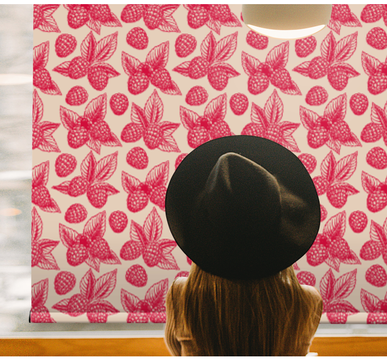 Persiana enrollable frutas patrón de hoja de frambuesa - TenVinilo