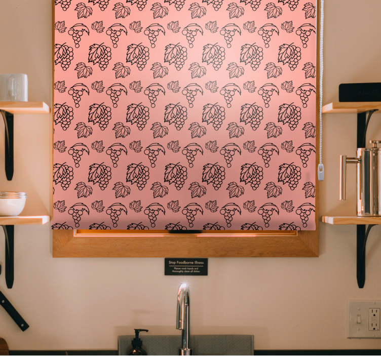 Persiana enrollable frutas patrón de uvas y hojas - TenVinilo