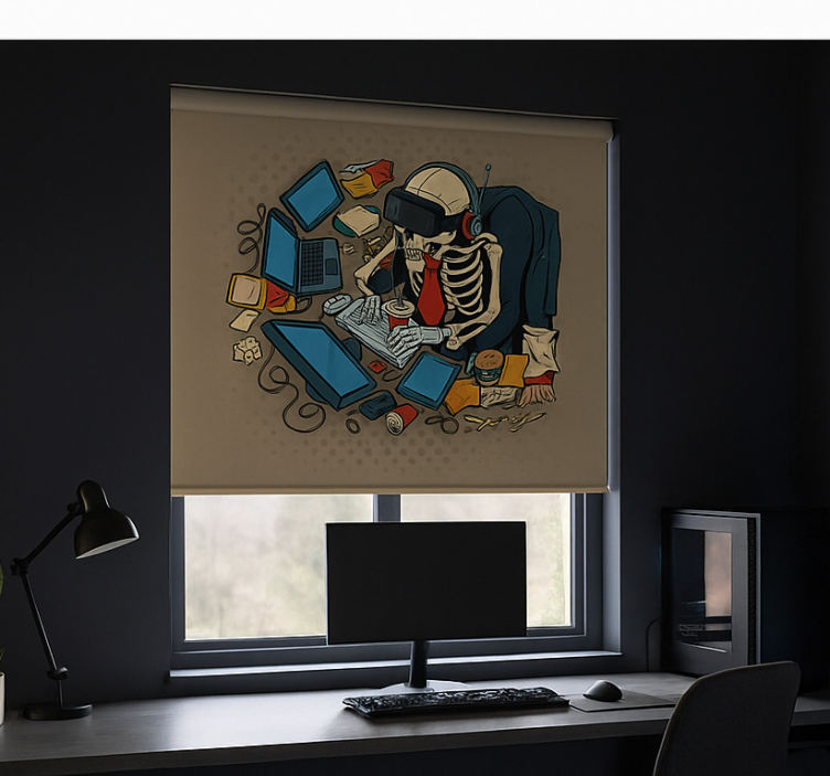 Persiana enrollable geek jugador retro esqueleto - TenVinilo