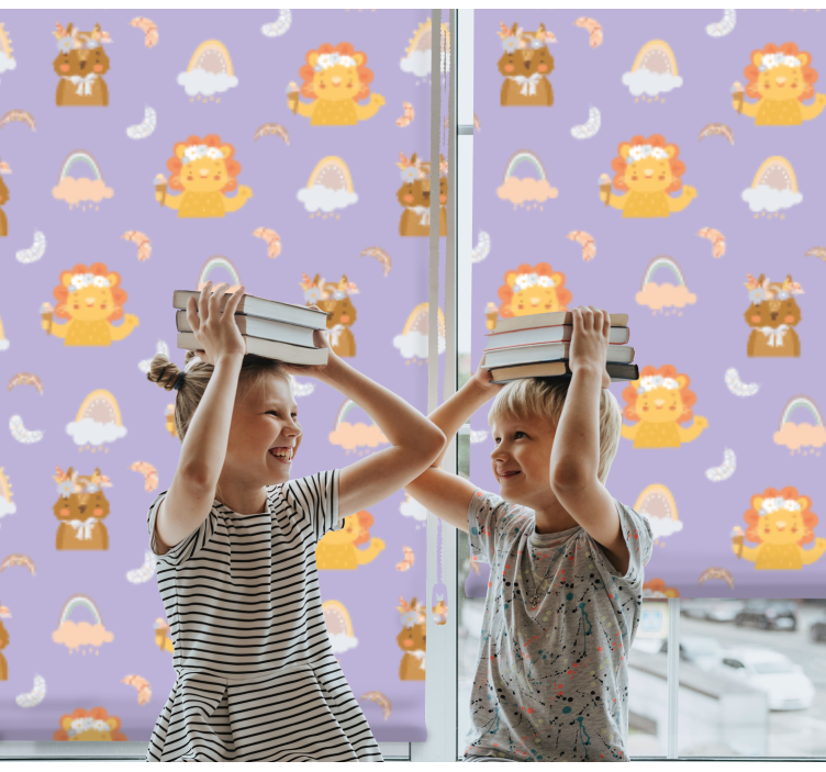 Persiana enrollable infantil animales bebés y arcoíris - TenVinilo