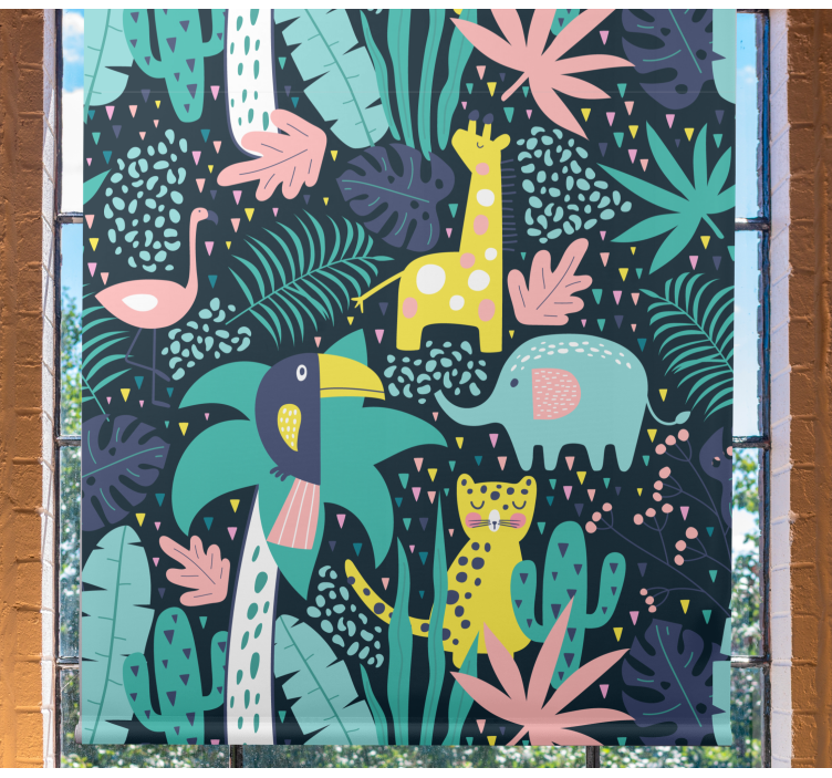 Persiana enrollable infantil animales nórdicos tropicales - TenVinilo