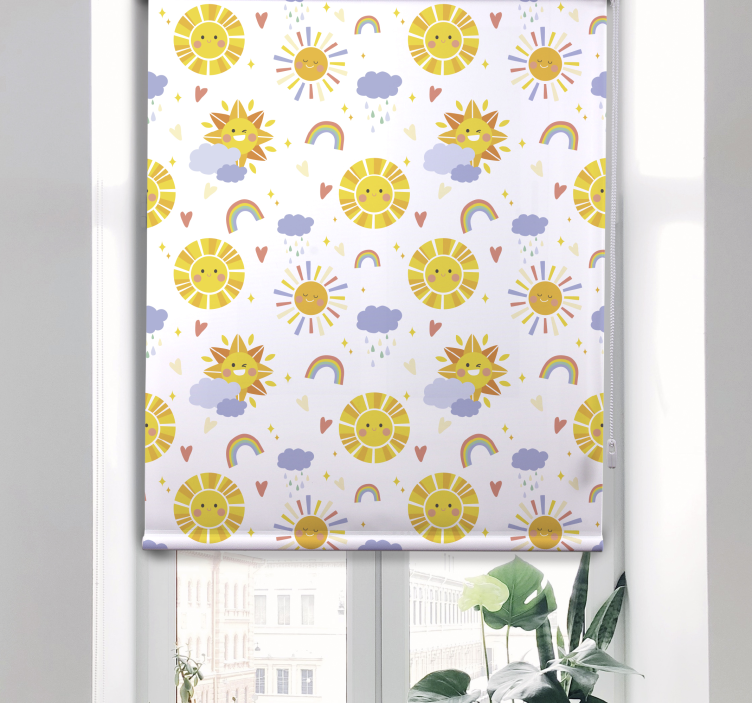 Persiana enrollable infantil nubes soleadas y arcoíris - TenVinilo