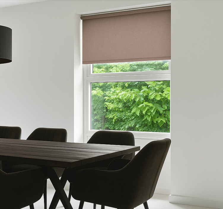 Persiana enrollable para comedor beige carmesí monocolor - TenVinilo