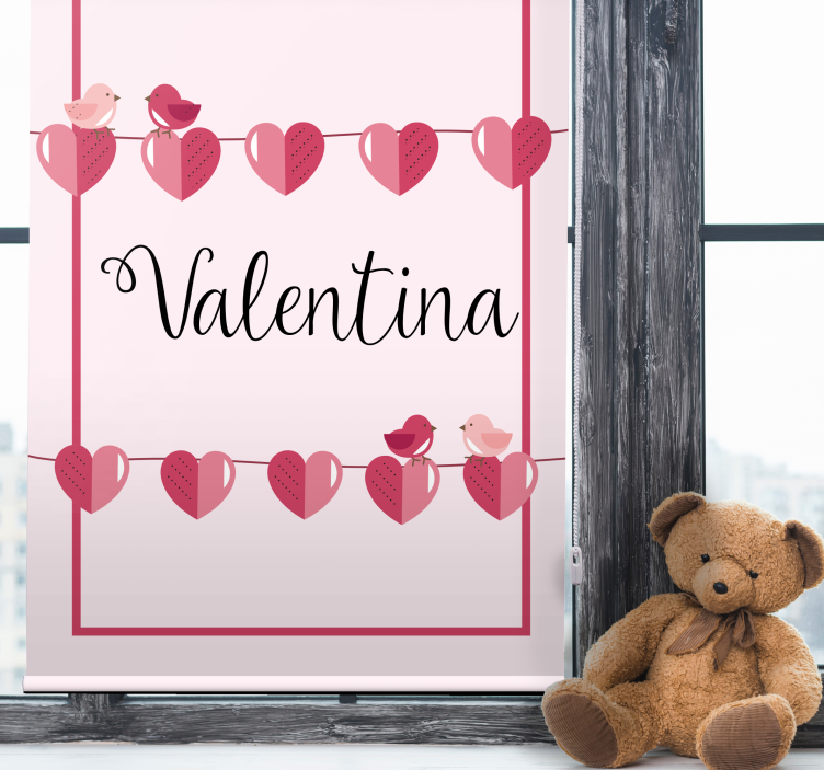 Persiana enrollable juvenil corazones de amor y nombre - TenVinilo