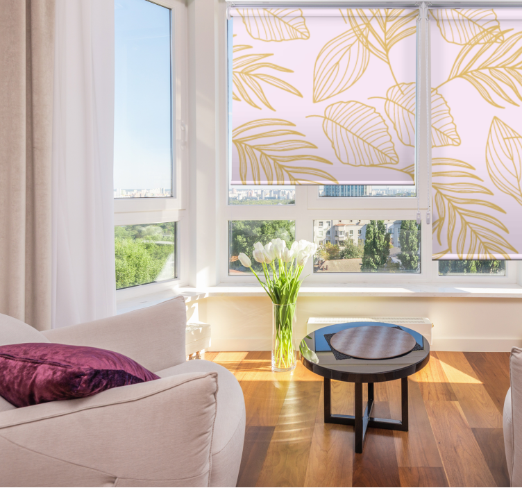 Persiana enrollable salón elegante patrón de hojas - TenVinilo