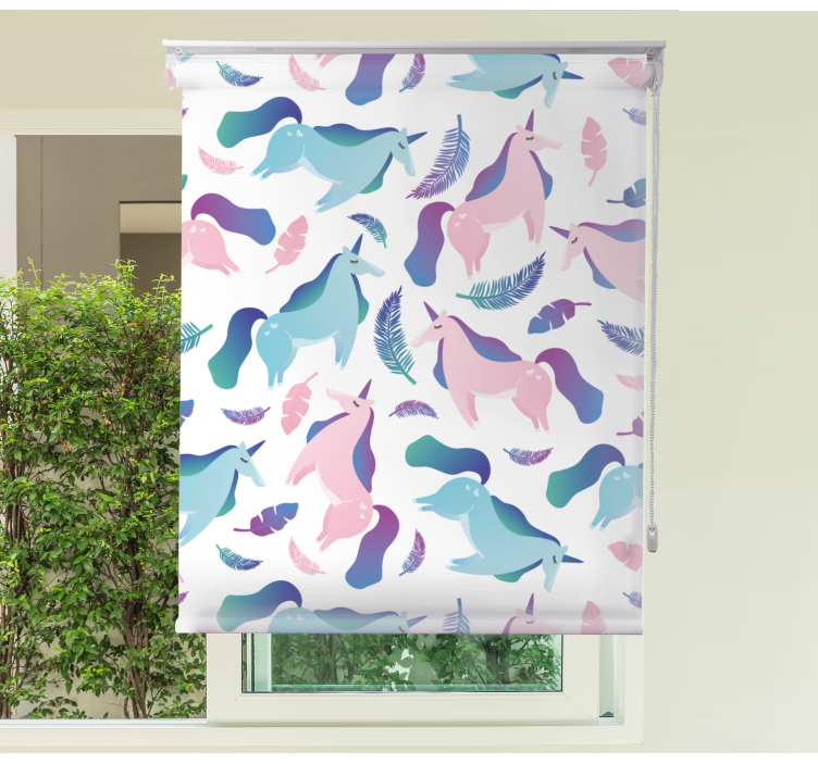 Persiana enrollable infantil unicornios y plumas - TenVinilo