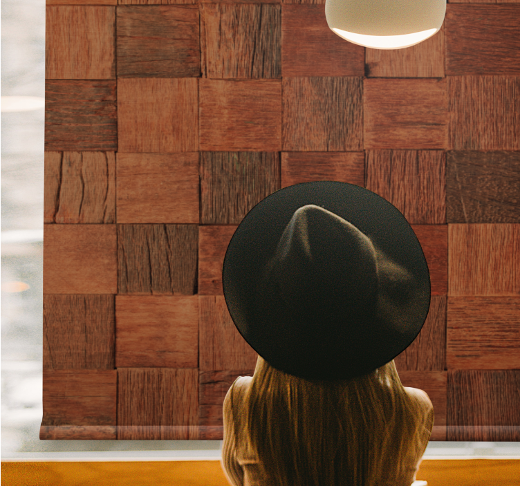 Persiana enrollable textura paneles de madera cuadrados - TenVinilo