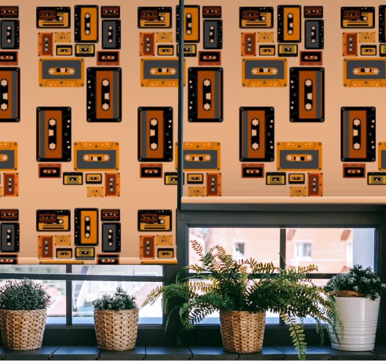 Persiana enrollable vintage cintas de casete retro - TenVinilo