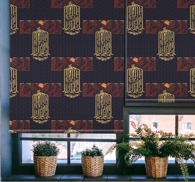 Persiana enrollable vintage puesta de sol con cascadas - TenVinilo