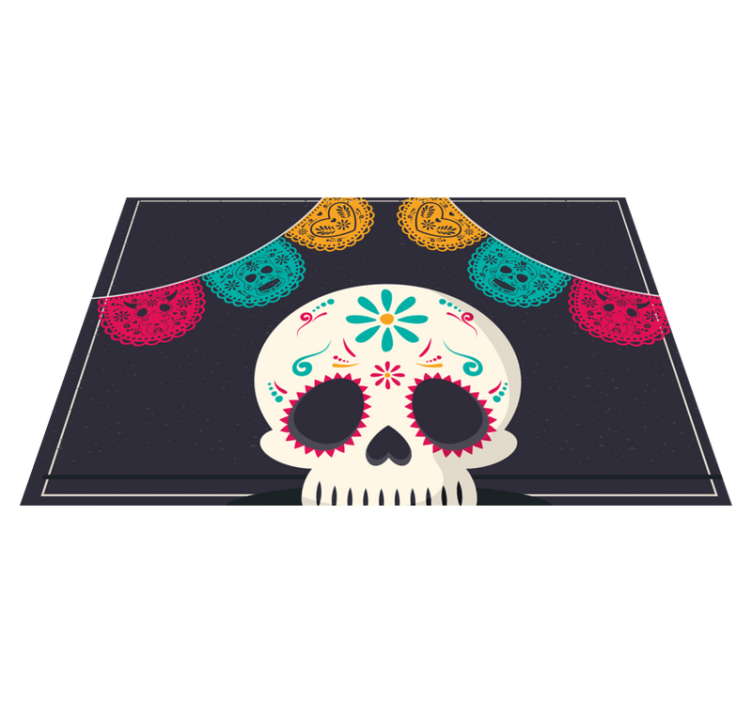 Individual mesa halloween banner de calaveras coloridas - TenVinilo
